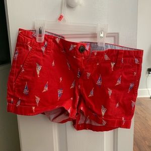 Red sail boat shorts